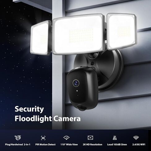 Onforu 2K Floodlight Camera Plug&Hardwired, Smart Security Camera Outdoor in Kuwait