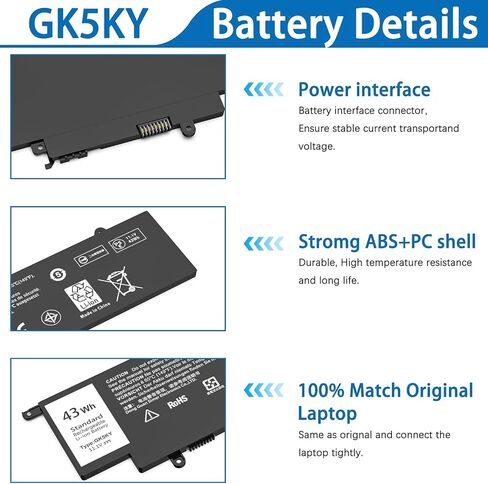GK5KY استبدال بطارية الكمبيوتر المحمول لديل انسبايرون 11 3000 3147 3148 3152 3153 3157 3158 انسبايرون 15 7558 7568 انسبايرون 13 7353 7359 7347 7348 4K8YH 92NCT 04K8YH RHN1C 0WF28 P20T P55F in Kuwait