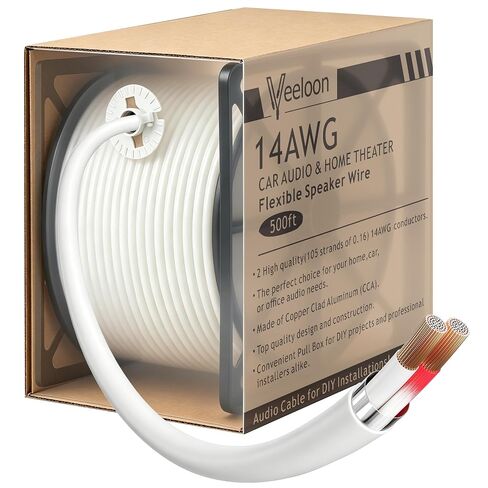 18 Gauge Speaker Wire 1000 FT, 18/2 Conductor Cord CCA Automotive Electrical Wire, White UV-Resistant PVC Jacket, in-Wall Audio Cable for 12V/24V DC, Car Audio, Home Theater, RV, Lighting, Bulk Cable in Kuwait