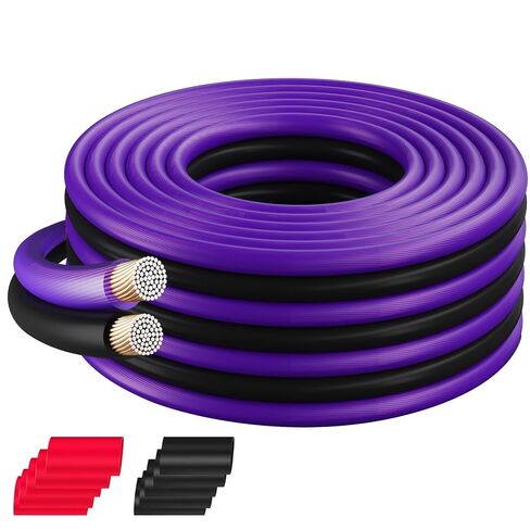 10 Gauge 2 Conductors Speaker Wire 100 FT,10/2 AWG Copper Clad Aluminum CCA Car Audio/Home Stereo Speaker Cable 12/24V Low Voltage Electrical Wire for Car Auto Battery RV Solar Panel LED,Purple Black in Kuwait