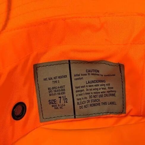 Blaze Orange Boonie Hat, Water Resistant, Made in The USA, Military Wide Brim Boonie Cover-Jungle Hat in Saudi Arabia