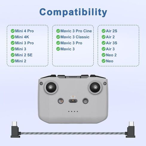 Vancle USB C to USB C Remote Controller Cable for DJI Mavic 3/Air 2/2S, Mini 2/Mini 3 Pro, DJI RC-N1, RC Pro to iPhone 17/16/15/Galaxy S26/S25/S24 Type-C Cable Cord in Kuwait