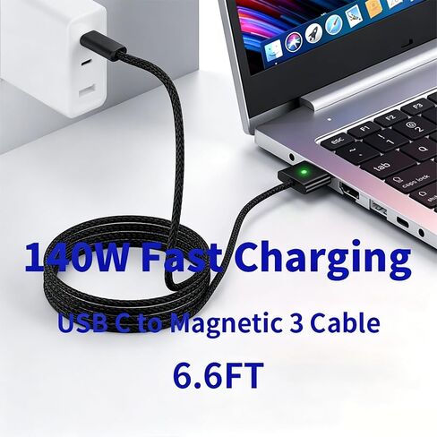 MagSafe 3 Charger 140W USB-C Cable for MacBook Air/Pro,Fast Charging Cable (Black1) in Saudi Arabia