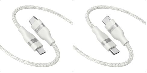 Anker Nano USB C Cable, 240W Flexible Multi-Color Braided Cord, Fast Charging Type C Charger for iPhone 17 Series, MacBook Pro and More (White, 6ft) (Pack of 2) in Saudi Arabia