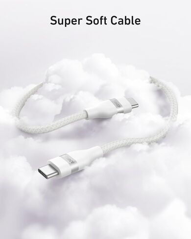 Anker Nano USB C Cable, 240W Flexible Multi-Color Braided Cord, Fast Charging Type C Charger for iPhone 17 Series, MacBook Pro and More (White, 6ft) (Pack of 2) in Saudi Arabia