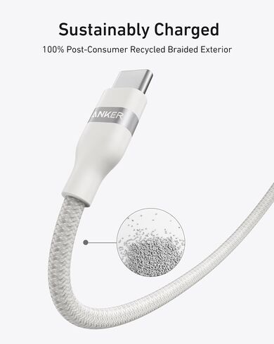 Anker Nano USB C Cable, 240W Flexible Multi-Color Braided Cord, Fast Charging Type C Charger for iPhone 17 Series, MacBook Pro and More (White, 6ft) (Pack of 2) in Saudi Arabia