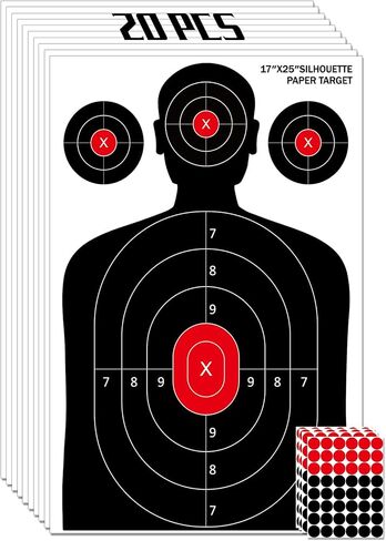 LAKINGO Shooting Targets for Range Practice - 17x25 Inch Silhouette Paper Targets with Stickers, Indoor/Outdoor Use for Pistol, Rifle, Airgun, Pellet Gun, BB Guns in Saudi Arabia