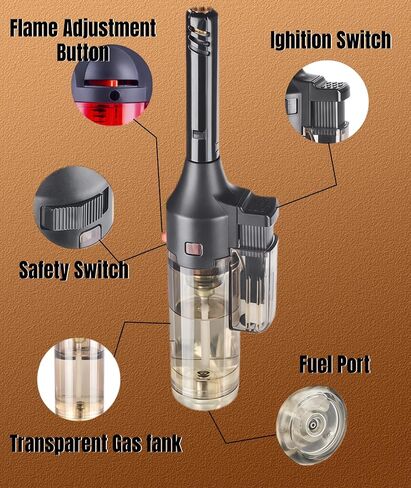 8 Pack Butane Torch Lighter, Mini Refillable Windproof Jet Flame Lighters with Safety Lock, Refillable Adjustable Flame Butane Gas Lighter for Candle Camping Fireplace BBQ Grill(Fuel Not Included) in Saudi Arabia
