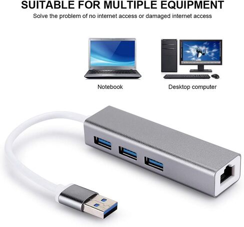 USB to RJ45 Adapter Converter Ethernet HUB USB3.0 with LED Indicator for Operating System, Aluminum Alloy 100M Core in Kuwait