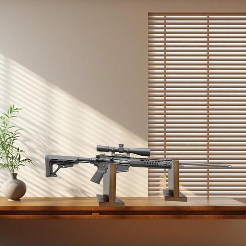 Rifles Display Stands Vertical Gun Rack for Wall Wood Gun Holder for Rifle or Shotgun Gun Wall Mount Stylish Indoor Gun Racks Rifle Rack Display Hanger for Any Rifle in Kuwait