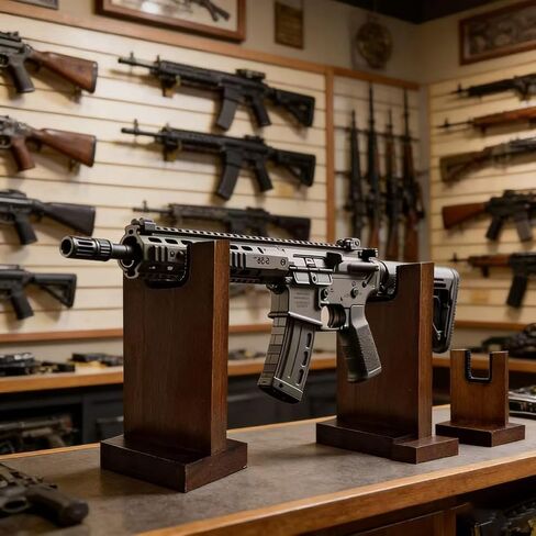 Rifles Display Stands Vertical Gun Rack for Wall Wood Gun Holder for Rifle or Shotgun Gun Wall Mount Stylish Indoor Gun Racks Rifle Rack Display Hanger for Any Rifle in Kuwait
