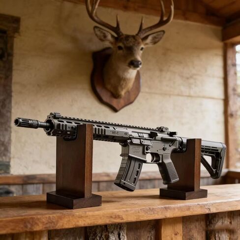Rifles Display Stands Vertical Gun Rack for Wall Wood Gun Holder for Rifle or Shotgun Gun Wall Mount Stylish Indoor Gun Racks Rifle Rack Display Hanger for Any Rifle in Kuwait