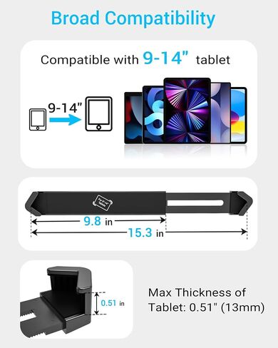حامل تابلت مضاد للسرقة على الحائط للأعمال، يناسب جهاز iPad Pro Air مقاس 9-14 بوصة، حامل تابلت معدني قابل للقفل مع قفل أمان ومفاتيح لمتجر البيع بالتجزئة والمطاعم واستقبال المكاتب وشاشة نقاط البيع in Kuwait