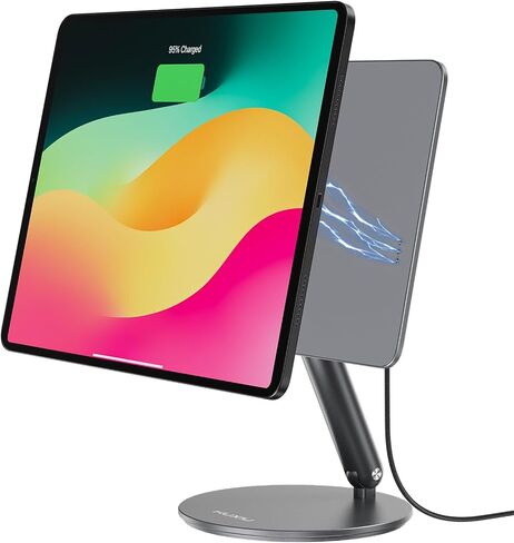 KU XIU Magnetic Wireless Charging Stand for iPad Pro/Air 11 M2 Only, Aluminum Alloy Arm Mount with 1M Cable, Foldable Adjustable Tablet Holder for iPad Pro 11 1st/2nd/3rd/4th,Air 10.9 4th/5th in Saudi Arabia