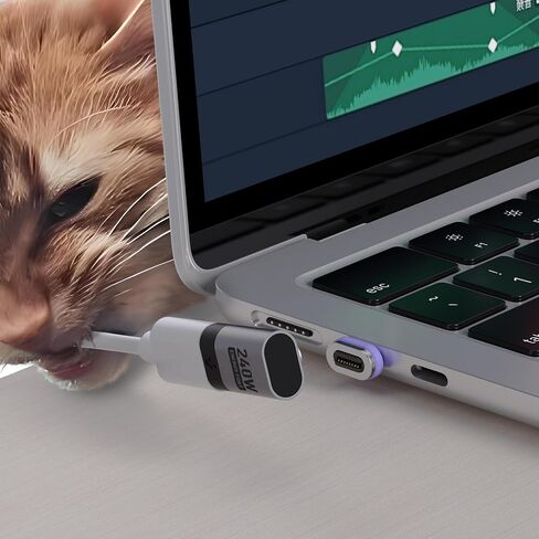 محول USB C مغناطيسي 240 وات (عبوة من قطعتين)، موسع محول USB C ذكر إلى النوع C أنثى من النوع C بسرعة 480 ميجابت في الثانية PD3.1 شحن سريع لهاتف iPhone15/Macbook/iPad Pro/Rog Ally/الكمبيوتر اللوحي (يمين) in Kuwait