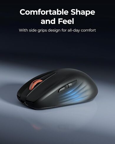 ماوس لاسلكي صامت قابل لإعادة الشحن من wegear، فأرة كمبيوتر USB 2.4G - أسود in Kuwait