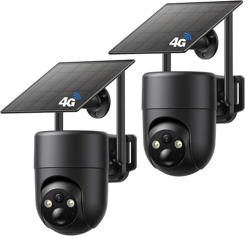 Oculview 4G LTE Cellular Security Camera 2 Pack, Easy to Install, Off Grid Solar Powered, No WiFi Needed for Farm, Ranch, Jobsite, 2K Color Night Vision, 360° View, Built-in SIM Card - Black in Saudi Arabia