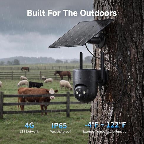 Oculview 4G LTE Cellular Security Camera 2 Pack, Easy to Install, Off Grid Solar Powered, No WiFi Needed for Farm, Ranch, Jobsite, 2K Color Night Vision, 360° View, Built-in SIM Card - Black in Saudi Arabia