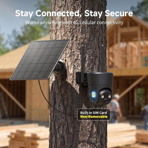 Oculview 4G LTE Cellular Security Camera 2 Pack, Easy to Install, Off Grid Solar Powered, No WiFi Needed for Farm, Ranch, Jobsite, 2K Color Night Vision, 360° View, Built-in SIM Card - Black in Saudi Arabia
