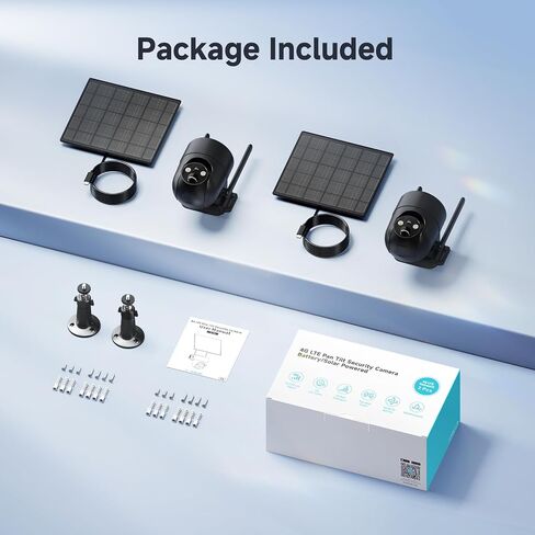 Oculview 4G LTE Cellular Security Camera 2 Pack, Easy to Install, Off Grid Solar Powered, No WiFi Needed for Farm, Ranch, Jobsite, 2K Color Night Vision, 360° View, Built-in SIM Card - Black in Saudi Arabia