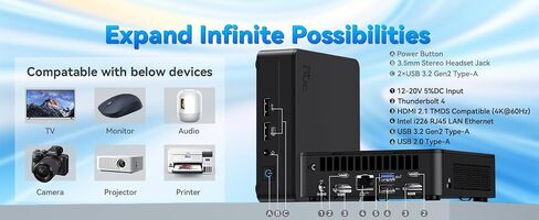 Customized ASUS NUC 13 Pro Slim Mini PC Desktop, Intel Core i5-13420H CPU, 8GB/ 16GB/ 32GB/ 64GB RAM, 256GB/ 512GB/ 1TB/ 2TB SSD, 4K Display, HDMI, Wi-Fi 6, Win11 Pro, MS Office for The Web in Kuwait
