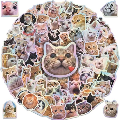 200PCS Cat Stickers Holographic Funny Cat Sticker Pack for Laptop in Saudi Arabia