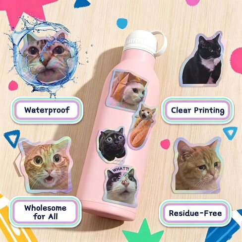 200PCS Cat Stickers Holographic Funny Cat Sticker Pack for Laptop in Saudi Arabia