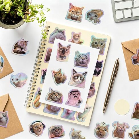 200PCS Cat Stickers Holographic Funny Cat Sticker Pack for Laptop in Saudi Arabia