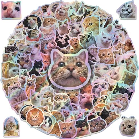 200PCS Cat Stickers Holographic Funny Cat Sticker Pack for Laptop in Saudi Arabia