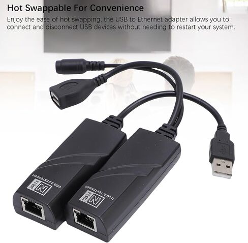 USB Ethernet Extender, 100m Extension Distance USB 2.0 to Network Adapter with Power Adapter, for Keyboard Mouse Webcam Printer Hard Drive Camera (US Plug) in Kuwait