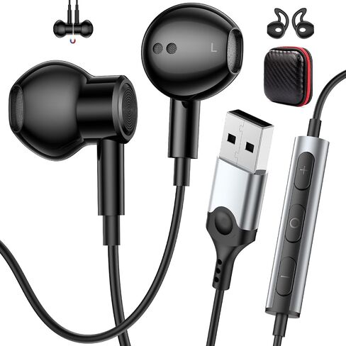 USB Earbuds Wired with Microphone for PC,USB-A Headset for Computer in Kuwait