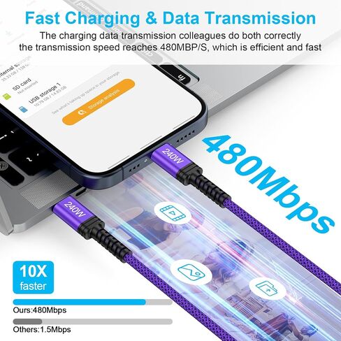 for Samsung S26 Ultra S26+ S26, USB C to C Cable Fast Charging for Galaxy S26 Ultra S25 FE Fold Flip A17 A16 A56 A36 A26,3FT/2Pack 240W Type C Charger Cord USBC to USBC Charger Cable for iPhone 17e in Kuwait