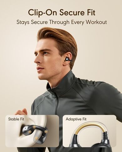 Open Ear Earbuds, Clip-On Wireless Headphones, Lightweight Secure Fit, 14mm Drivers Powerful Sound, 40H Playtime, Sweatproof Bluetooth 6.0 Glasses Friendly for Sports Running Workout Gift(Black) in Saudi Arabia