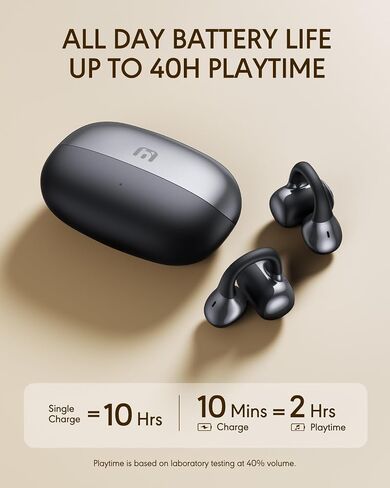 Open Ear Earbuds, Clip-On Wireless Headphones, Lightweight Secure Fit, 14mm Drivers Powerful Sound, 40H Playtime, Sweatproof Bluetooth 6.0 Glasses Friendly for Sports Running Workout Gift(Black) in Saudi Arabia