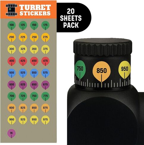 10/ 20 Sheet Packs Turret Stickers for Rifle Scopes -Fits Most Scope Caps in Saudi Arabia