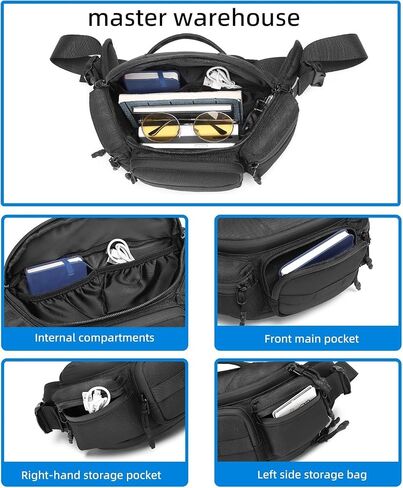 Unisex Fanny Pack Waist Bag, Expandable Hip Bag with Adjustable Shoulder Straps, Lightweight Crossbody for Hiking, Running, Cycling, Travel (25111 Black) in Kuwait
