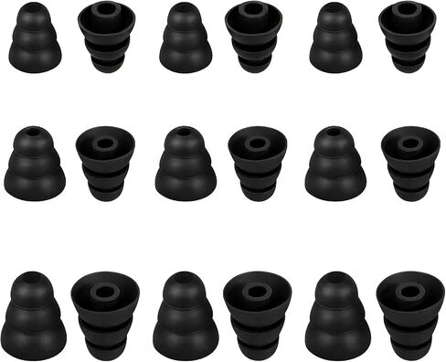 9 Pairs Replacement Earbud Tips Triple Flange Ear Tip for Most in Ear Headphones (Inner Hole 3.8mm) Earbud Covers Triple Flange Noise Isolate Silicone Ear Bud Tips, Black S M L in Saudi Arabia