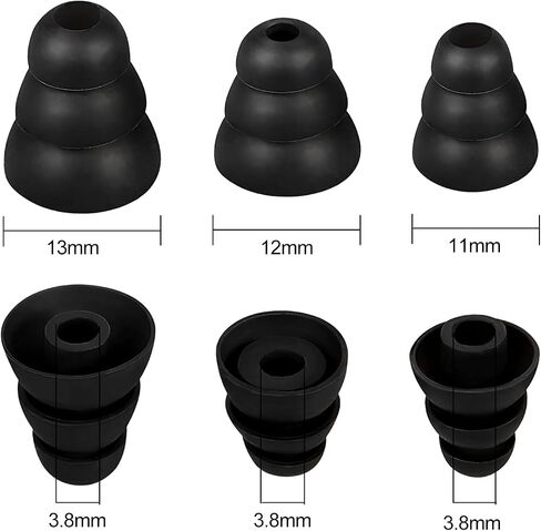 9 Pairs Replacement Earbud Tips Triple Flange Ear Tip for Most in Ear Headphones (Inner Hole 3.8mm) Earbud Covers Triple Flange Noise Isolate Silicone Ear Bud Tips, Black S M L in Saudi Arabia