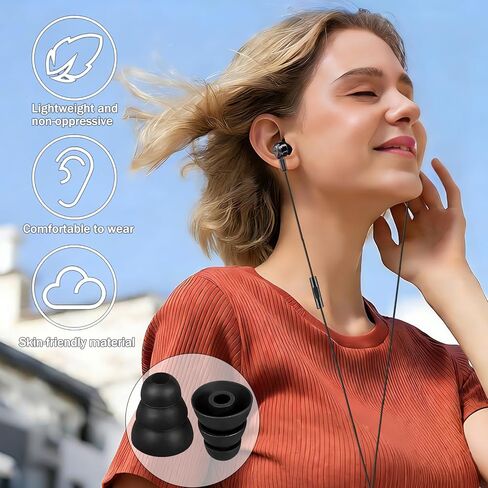 9 Pairs Replacement Earbud Tips Triple Flange Ear Tip for Most in Ear Headphones (Inner Hole 3.8mm) Earbud Covers Triple Flange Noise Isolate Silicone Ear Bud Tips, Black S M L in Saudi Arabia