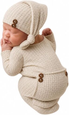Newborn Photography Props Boys Girls Outfits Long Tail Hat Pants Baby Shoot in Kuwait