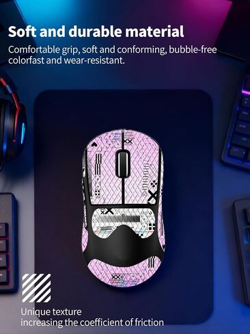 for Logitech G PRO X Superlight 2 DEX Wireless Mouse Anti-Slip Grip Tape, ZBAGUG Sweat-Proof Soft-Touch Grip Stickers, Scratch-Resistant Removable Non-Residue Skin, Gradient Pink in Kuwait
