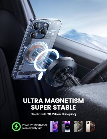 Lamicall 15W for QI2 Magsafe Car Mount Charger Vent Dashboard RGB LED 360° in Saudi Arabia