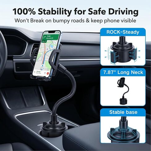 Cup Holder Phone Holder for Car, Adjustable Gooseneck Mount for 4-7" Phones in Saudi Arabia