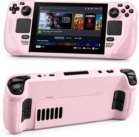 UYIYE Kickstand Case for Steam Deck OLED & LCD, Leather Grip (White/Red) in Saudi Arabia