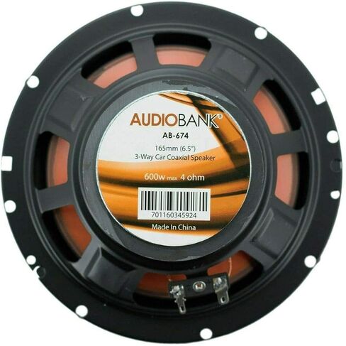 Audiobank AB674 6.5-Inch 3-Way Coaxial Car Speakers with TW220 3.75-Inch Super Bullet Horn Tweeters - 600W Peak, 4 Ohm, Pair Speakers + Pair Tweeters in Kuwait