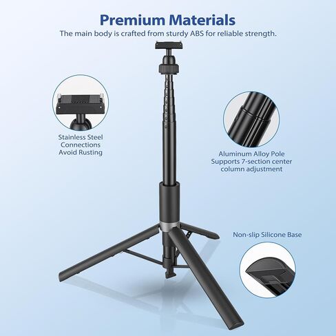 Walking Way 66"/168CM Auto-Open Selfie Stick Tripod, Invisible Selfie Stick for DJI Osmo Action 5 Pro/4/3/360, 360° Rotatable Pop-Open Camera Stand, Stable Throwpod for Travel/Vlog in Kuwait