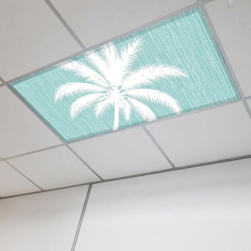 Fluorescent Light Covers,Tropical Plants Magnetic Light Covers for Ceiling Lights,Terracotta Summer Coastal Palm Tree Rustic Leaves Fluorescent Ceiling Filters for Classroom Bedroom Office 4x2Ft x 4 in Saudi Arabia