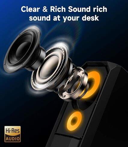 Computer Speakers for Desktop, Hi-Res Stereo Pair with Dual 5W Full-Range Drivers, 6 RGB Light Modes, USB Powered & 3.5mm AUX Input, Volume Knob, Mini Vertical Design for PC Gaming Monitor Laptop in Saudi Arabia