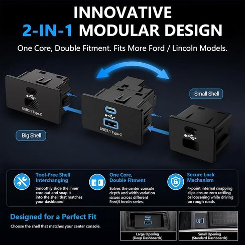 محور Carplay اللاسلكي CarPlay USB Media Hub لـ Ford F-150 2013-2023 USB Type-C Hub وحدة ترقية لـ Ford Lincoln SYNC 3 الإصدار 3.4 فقط لـ Apple CarPlay in Kuwait