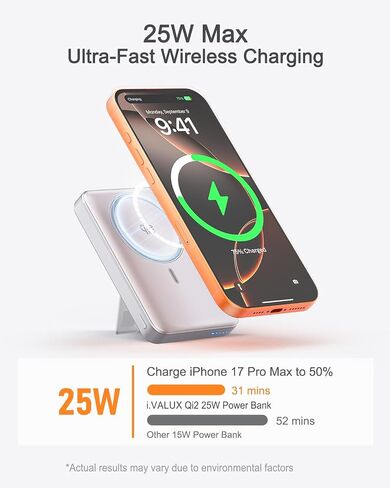 Qi2.2 25W Wireless Power Bank 10,000mAh, Magnetic Charger for MagSafe in Kuwait